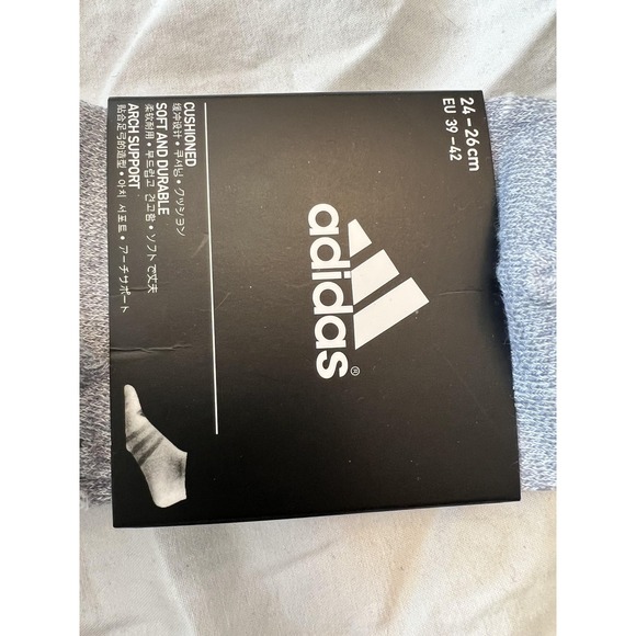 Adidas No Show Socks Mens Small EU 39-42 Gray Cushioned Arch Support 6 Pairs - Picture 2 of 3